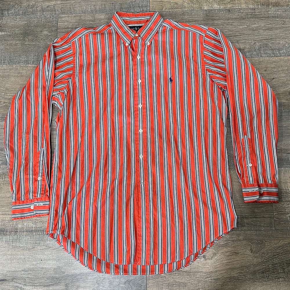 Stripped classic Fit Polo by Ralph Lauren casual button down shirt Sz. 16 | L